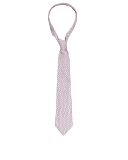 Hermes H Fences Tie, Silk, Pink/White, 3*